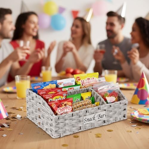 Snack Organizer for Countertop, 3-Compartment Snack Bar Station