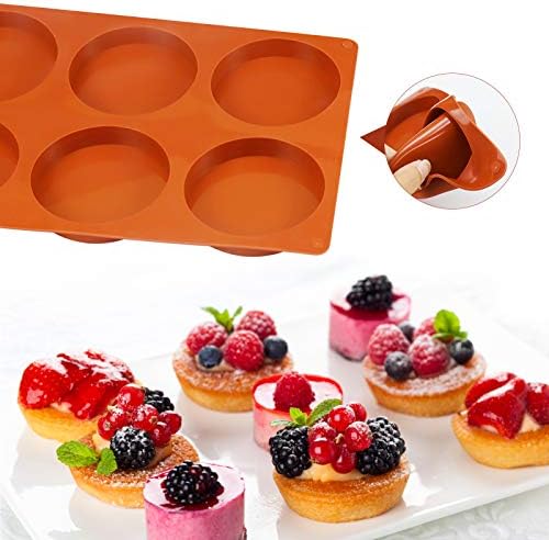 Palksky Silicone Molds for Baking (2 Pack)6-Cavity Large Round Disc