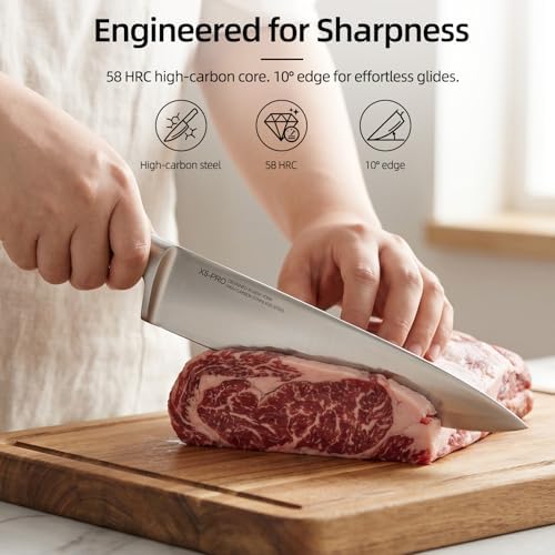 KnifeSaga 12-Piece Kitchen Knife Set with Block and Sharpener