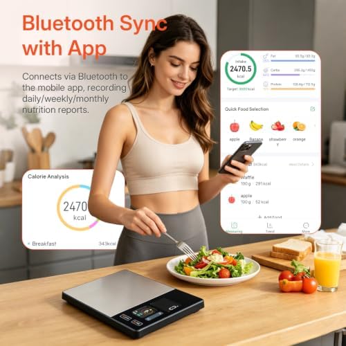 Mcbazel Smart Nutrition Food Scale, Bluetooth, Barcode Scan, Black