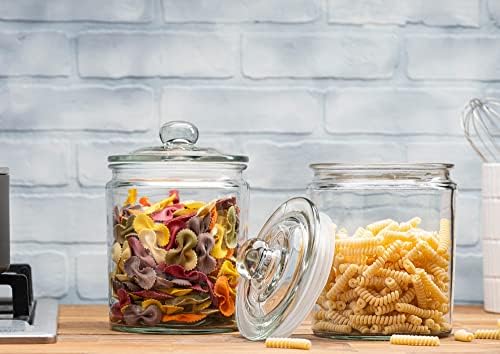 1 Gallon Glass Cookie Jars + Labels & Marker - Set of 2 Canister Sets