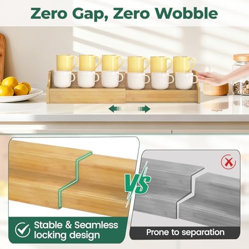 EsLuker.ly Coffee Mug Cup Holder Rack for Cabinets Countertop, Bamboo