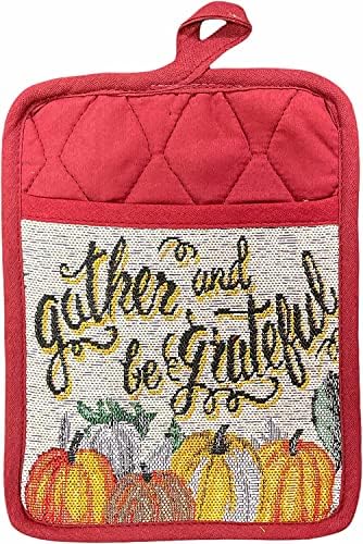 Set of 8, Gather and be Grateful with Pumpkin, Leaf Tapestry Kitchen