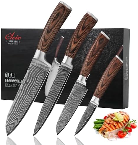 Wakoli EDIB 4-Piece Damascus Kitchen Knife Set