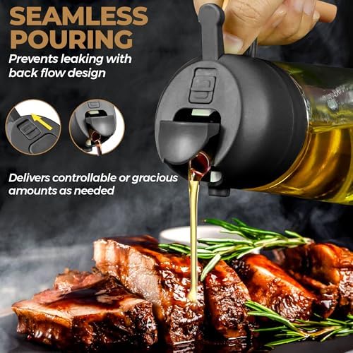 MBO 2-in-1 Olive Oil Spray Bottle, 16oz/470ml Glass Dispenser