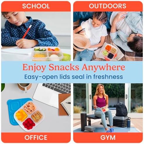 Bentgo Easyboxes 4-Compartment Snack Containers, 10-Pack