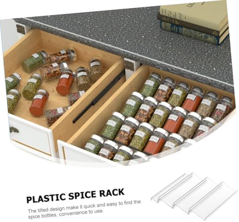 Acrylic Spice Rack Organizer, Expandable Tiered Drawer Insert Shelf