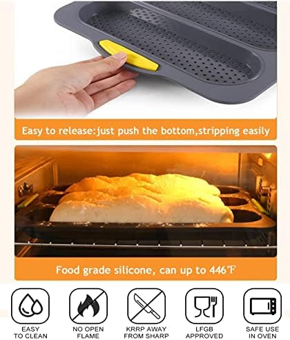 MUJUZE Silicone Sub Roll Baking Pan,Bread Loaf Pan,Sub Roll Mold With