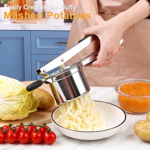 KAYCROWN Potato Ricer With 4 Discs, Heavy Duty Stainless Steel Potato