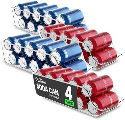 Utopia Kitchen Soda Can Organizer for Refrigerator & Pantry, 4 Pack, Clear