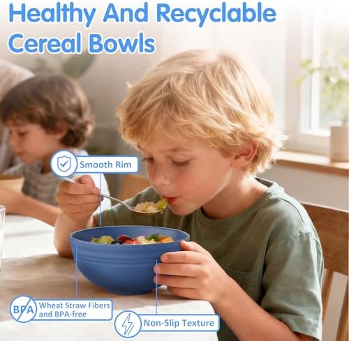 Quatish 10 PCS Cereal Bowls, Plastic Bowls, Small Snack Soup Kitchen