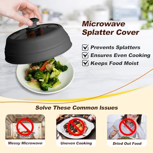 Microwave Splatter Cover, Vented Silicone & Glass Anti-Splatter Lid