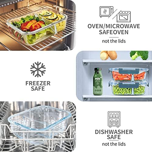 KOMUEE 10 Packs 30oz Glass Meal Prep Containers