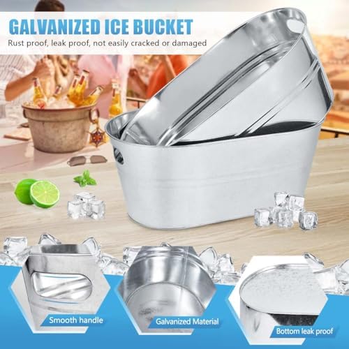 OBTANIM 4 Pack 4 Gallon Galvanized Ice Buckets Metal Champagne Drink