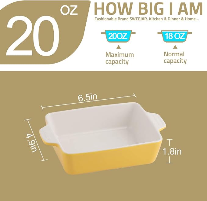 Sweejar Ceramic Baking Dish, Rectangular Small Baking Pan - Image 3