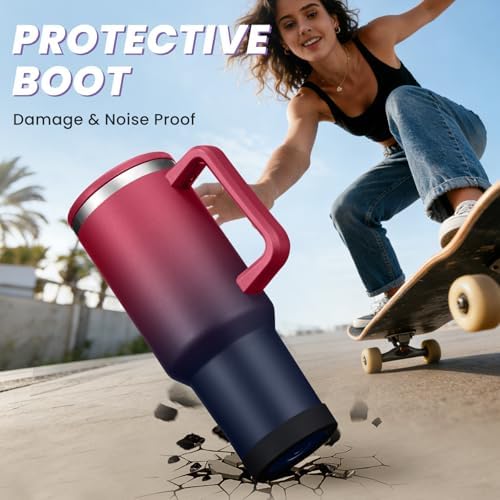 40 oz Insulated Tumbler with Flip Straw Lid - Handle, Leak-Proof