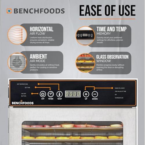 10-Tray Commercial Food Dehydrator, Stainless Steel