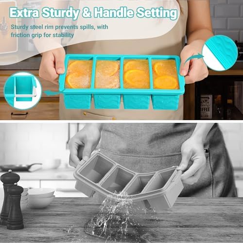 Doasuwish Silicone Freezer Tray for Soup with Lid – 1-Cup Soup