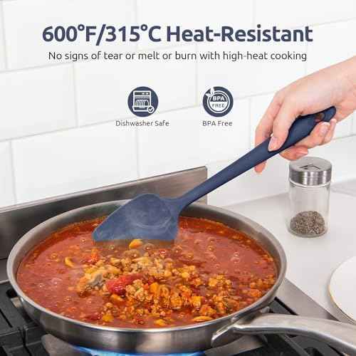 U-Taste 600oF Heat Resistant Silicone Spatulas Cooking, 4Pcs/Midnight