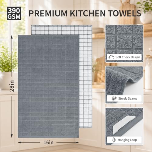Kitinjoy Premium Kitchen Towels (16"x 28", 6 Pack), Large 100% Cotton