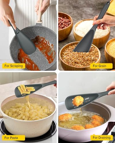 BUNDLEPRO Silicone Cooking Spoons for Nonstick Cookware, One-Piece