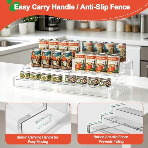 3-Tier Adjustable Acrylic Can Storage Holder, Expandable Soda