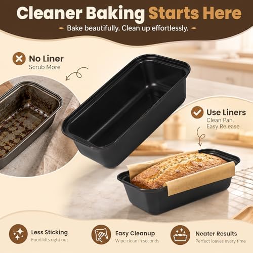 3 Pack Loaf Pan with Liners Set, Carbon Steel Bread Loaf Pan