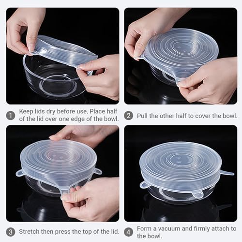 4 Pack 4.5in Reusable Silicone Stretch Lids