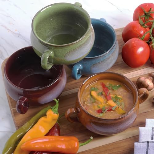Stoneware 24oz Reactive Glaze Soup Crocks Set of 4: Perfect for soups
