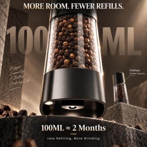 Electric Salt and Pepper Grinder Set, 2 Pack