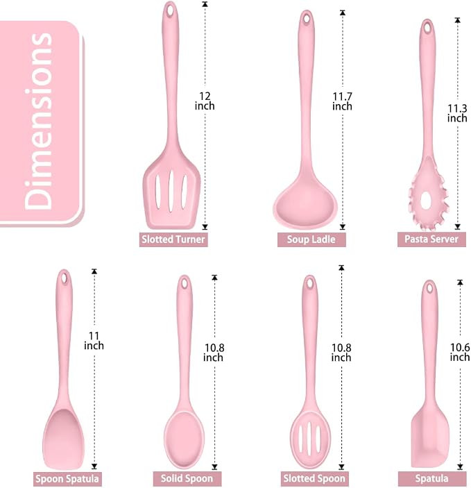 P&P CHEF Silicone Cooking Utensils Set of 7, Heat-proof Kitchen Utensils Set - Image 2