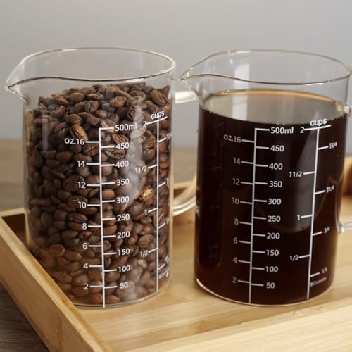 Glass Measuring Cup with Handle, 500 ML High Borosilicate Glass Three