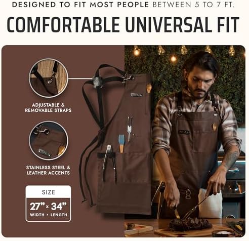 Asaya Chef and BBQ Apron with Bottle Opener and Hand Towel - 10oz