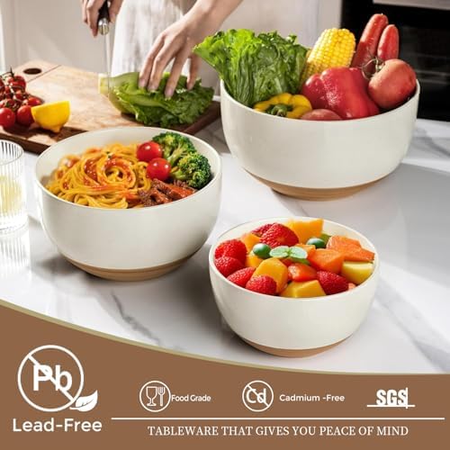 AmorArc Ceramic Mixing Bowls,Stoneware Nesting Bowls Set of 3 for