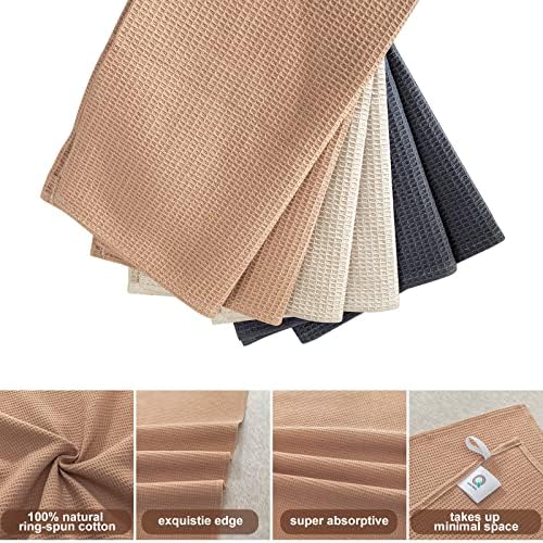 QUILTINA Dish Towels Set, 100% Cotton Waffle Weave Kitchen Towels