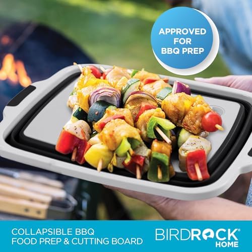BIRDROCK HOME 11L Collapsible BBQ Prep Tub with Lid, Black, 19”L x