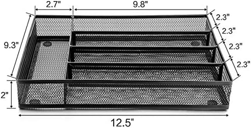 LIANYU Silverware Utensil Drawer Organizer, 5 Compartments Steel Mesh