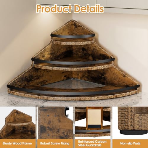Nuovoware Liquor Bottle Display Corner Shelf, 3 Step Countertop Wine