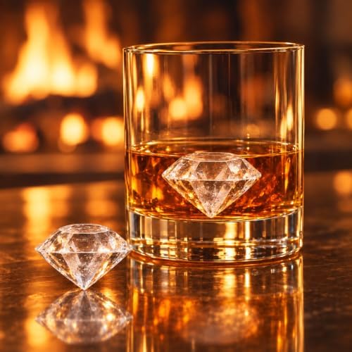 2 Pack Diamond Ice Cube Tray Silicone Mold with Lid, 4 Large
