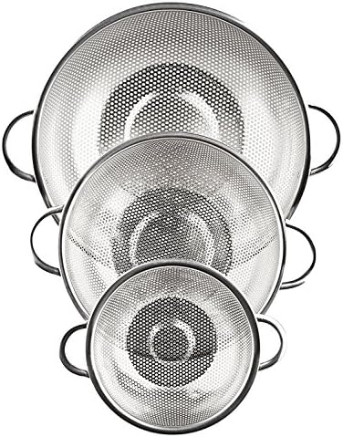 3-Piece Stainless Steel Mesh Micro-Perforated Strainer Colander Set