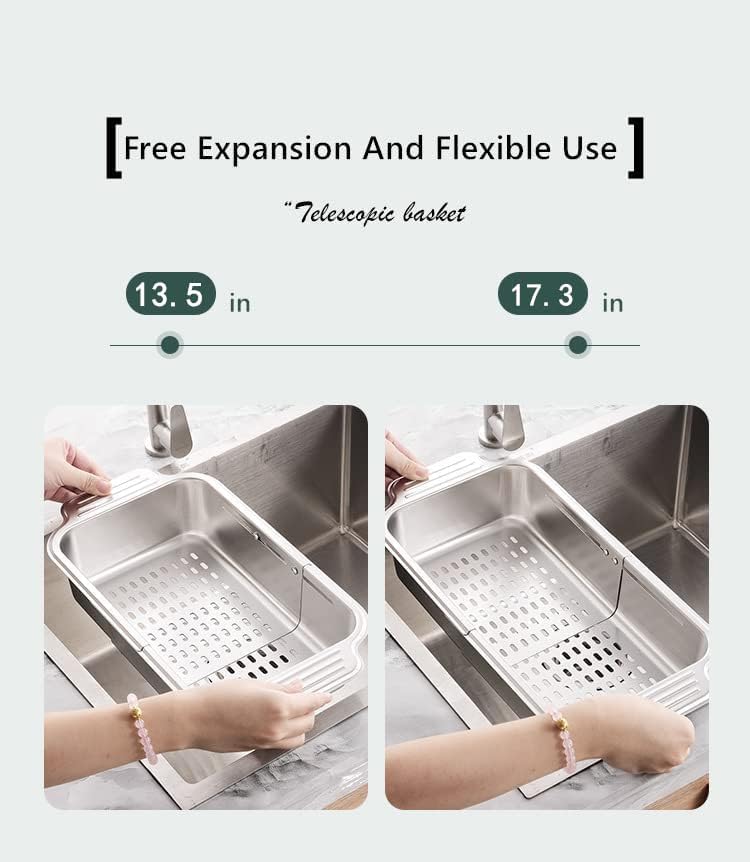 ZDRongZhen Over the Sink Colander, Medium, Stainless Steel