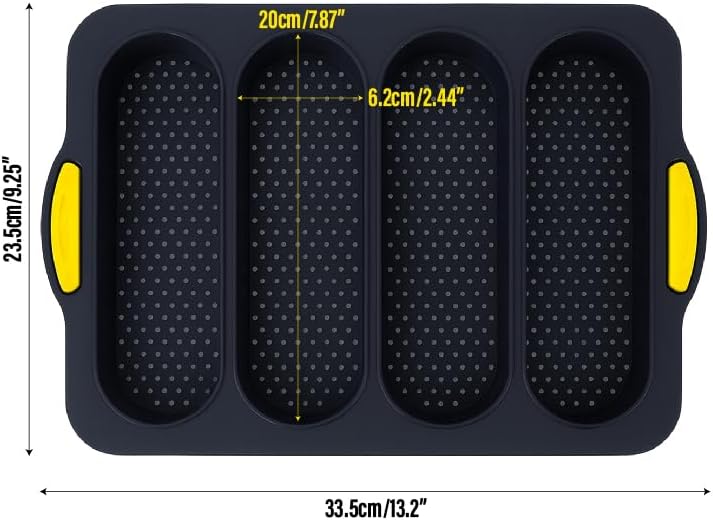 French Bread Hoagie Sub Roll Baking Pans 4-slot Mold, Non Stick