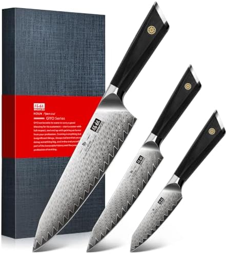 SHAN ZU 3-Piece Damascus Steel Knife Set