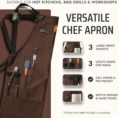 Asaya Chef and BBQ Apron with Bottle Opener and Hand Towel - 10oz