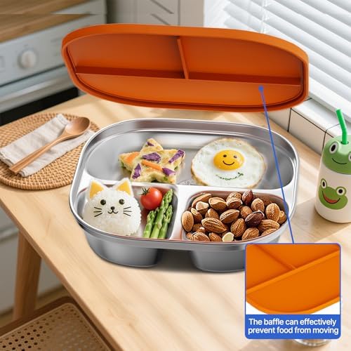 Set of 5 Stainless Steel Snack Containers with Silicone Lids,Stainless
