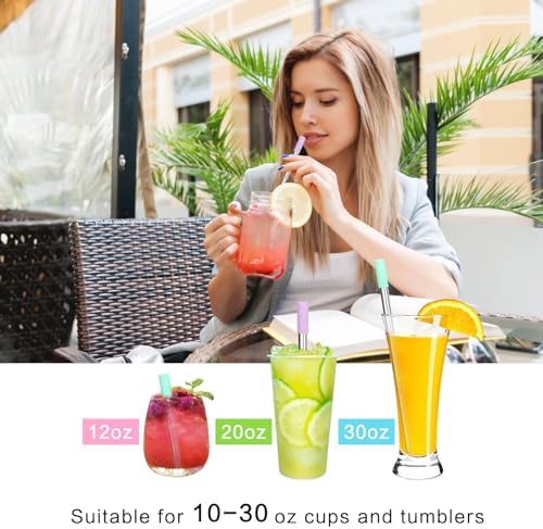FYY Reusable Straws with Case - 2 Pack Collapsible Travel Straws with