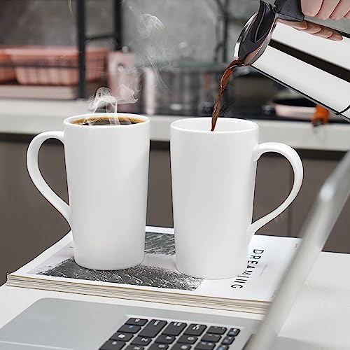 20 OZ Simple Pure White Mug (Set of 2) Plain Large Tall White Ceramic