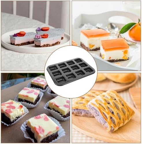 3-Pack Non-Stick Brownie Pans, 12-Cavity Square Muffin Pans – Carbon