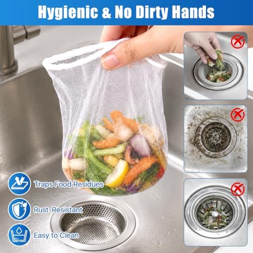 4.5"Stainless Steel Sink Drain Strainer Set of 3,150 Disposable Drain