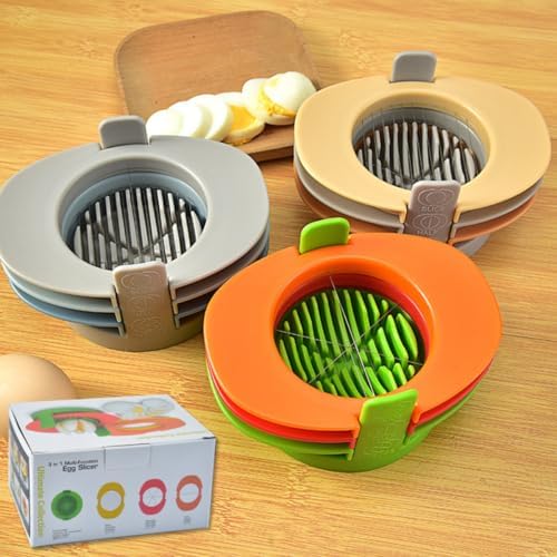 Stainless Steel 3-in-1 Egg Slicer with Holder, Kitchen Cutter